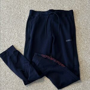 Adidas Dark Blue Climalite Joggers with Red Accents